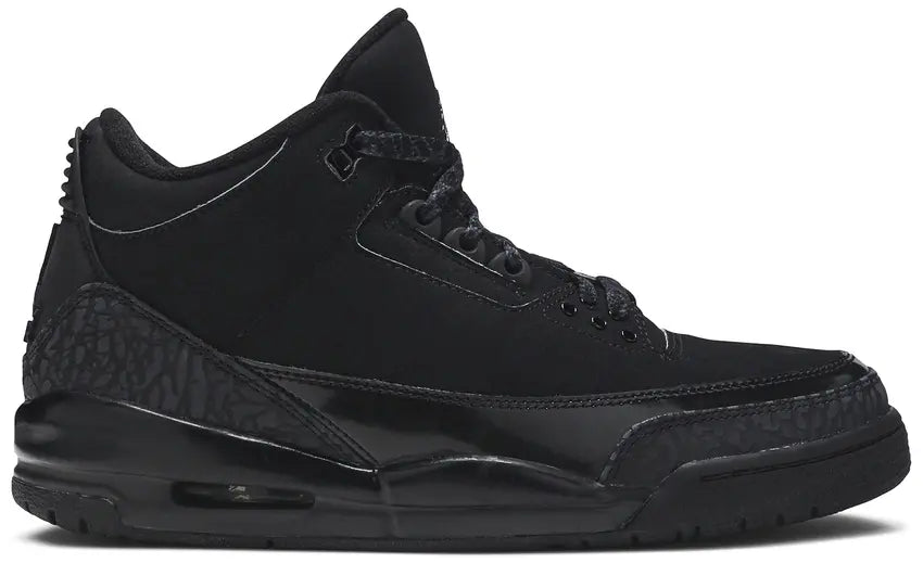 Black Cat Jordan 3 all-black sneaker with iconic Air Jordan 3 design
