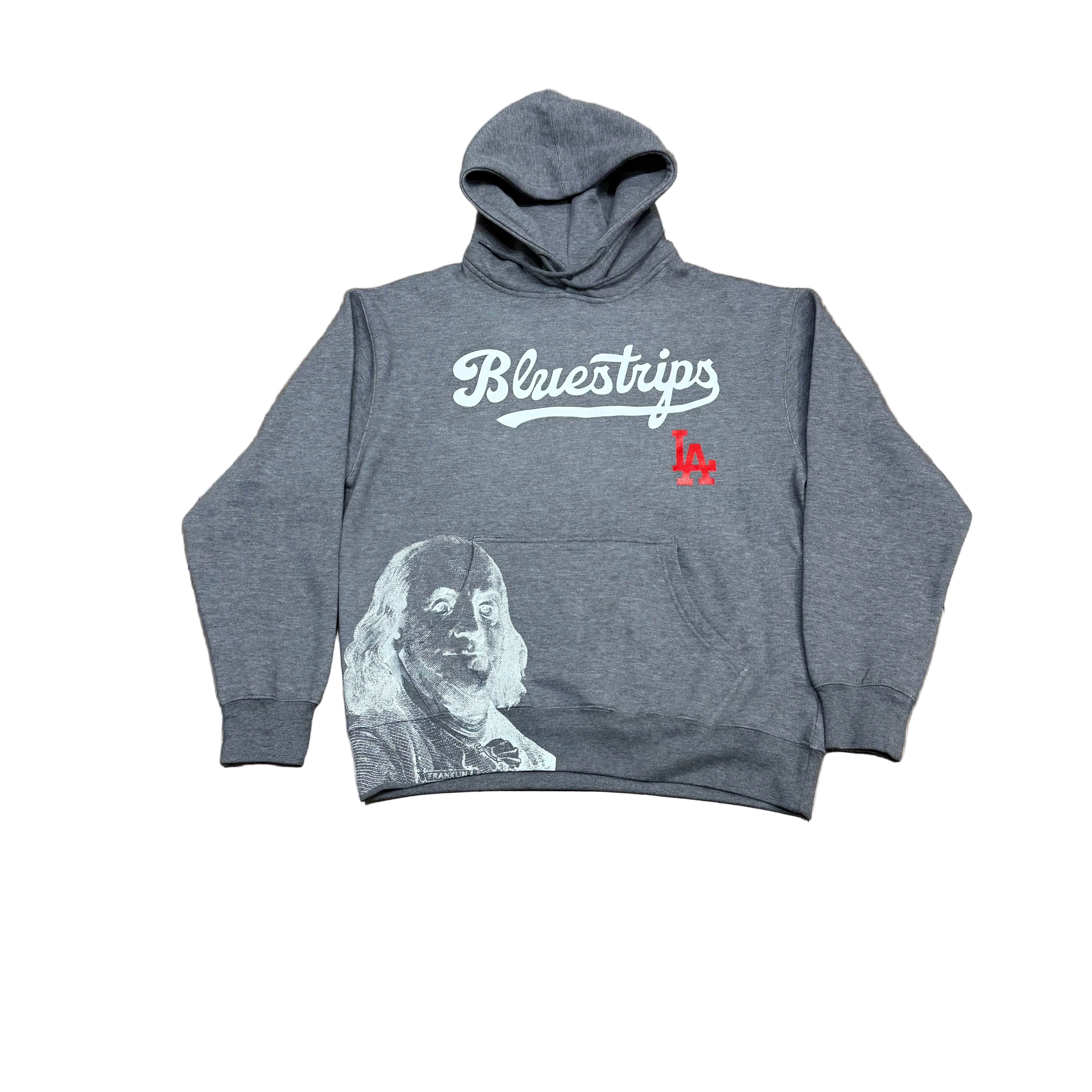 BLUE STRIPS WHITE BENJI/RED LA/ WHITE CHAPO GREY HOODIE