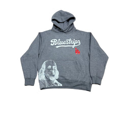 BLUE STRIPS WHITE BENJI/RED LA/ WHITE CHAPO GREY HOODIE