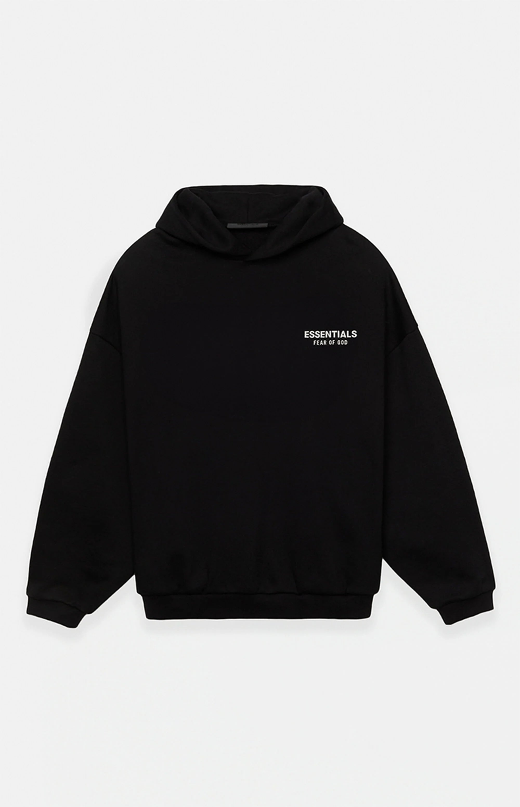 ESSENTIALS HOODIE BLACK 	AND WHITE