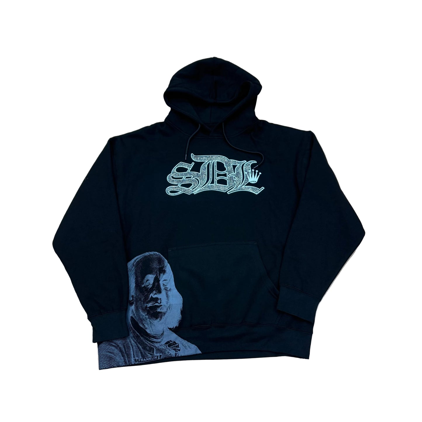 SKYS DA LIMIT BLACK WHITE VIRGIN MARY RHINESTONE HOODIE