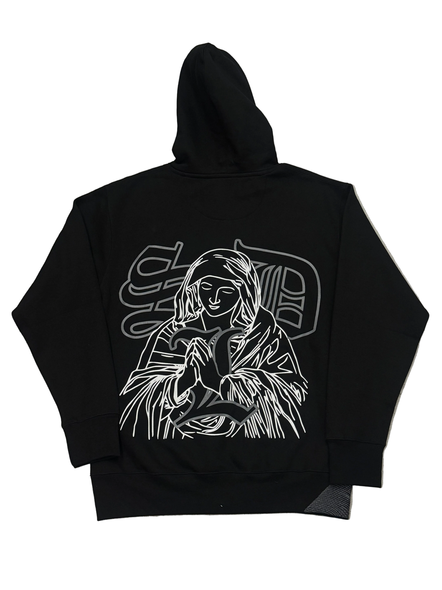 SKY DA LIMIT WHITE/GREY VIRGIN MARY BLACK HOODIE