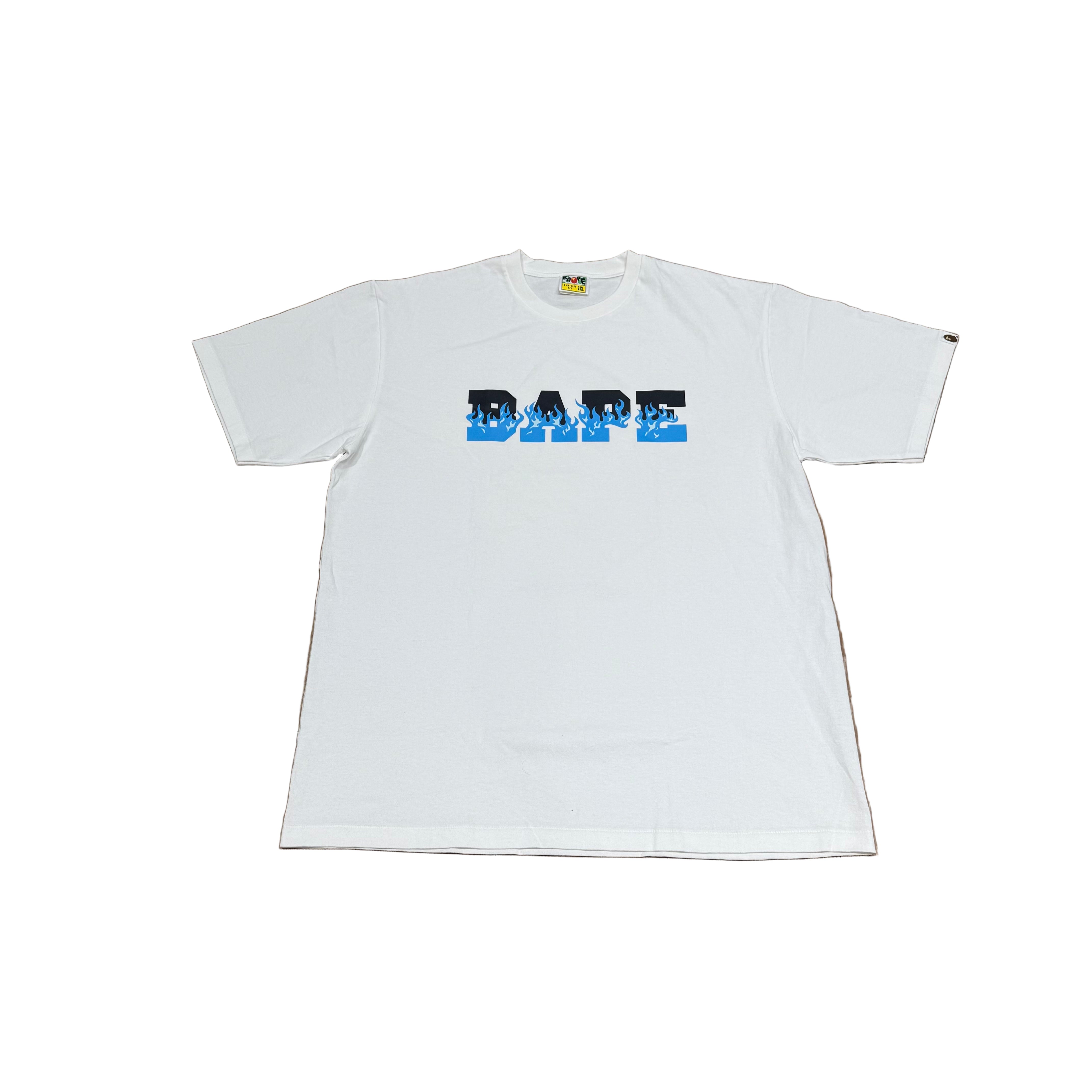 BAPE BLUE FLAME WHITE T-SHIRT