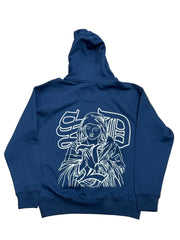 BLUE STRIPS WHITE JESUS/VIRGIN MARY BLUE HOODIE (SDL)