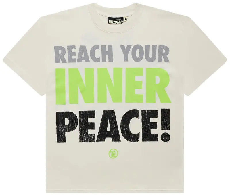 HELLSTAR "REACH YOUR INNER PEACE" CREAM/GREEN T-SHIRT