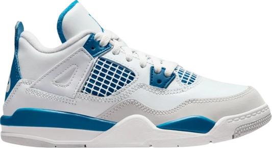 Jordan 4 Retro Industrial Blue kids sneaker in bold blue colorway