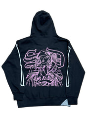 SKY DA LIMIT WHITE/PINK RHINESTONE VIRGIN MARY BLACK ZIP UP HOODIE