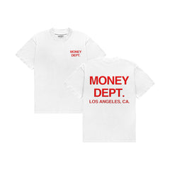MONEY DEPT WHITE RED T SHIRT