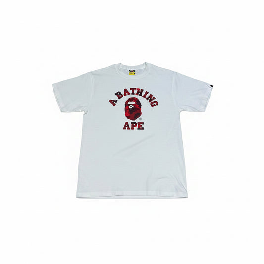 BAPE COLLEGE LOGO WHITE & RED T-SHIRT