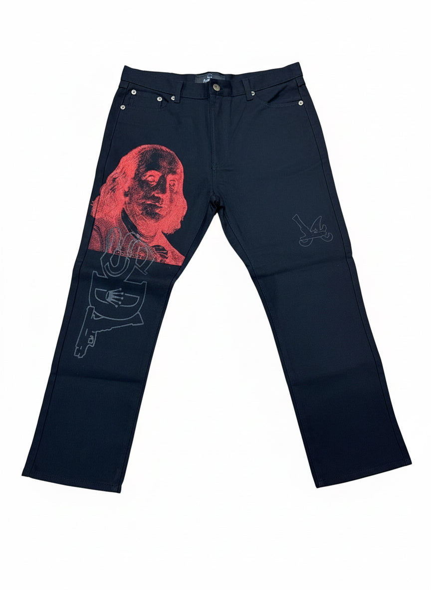 SKY DA LIMIT RED/BLACK BENJAMIN BLACK JEANS