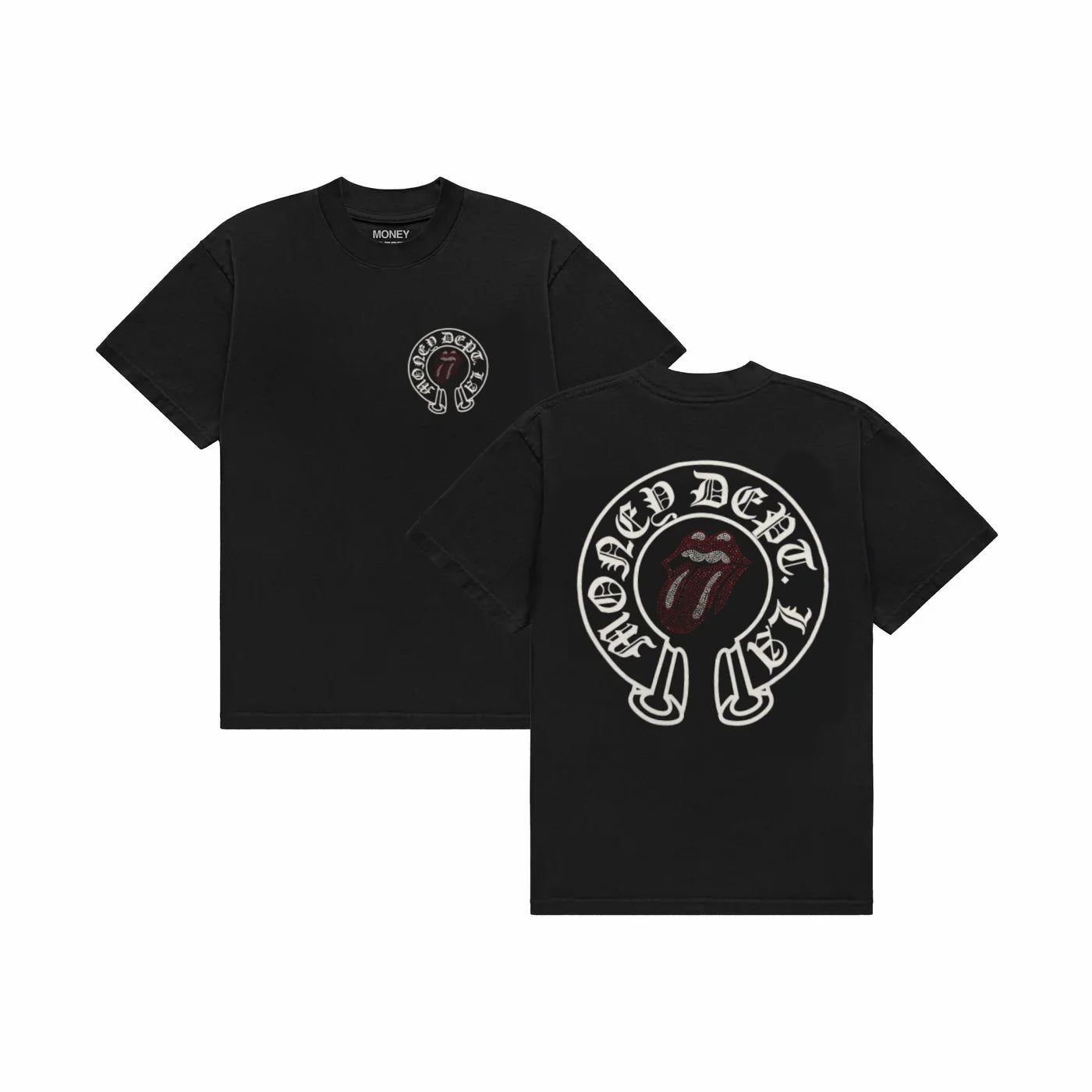 MONEY DEPT ROLLING STONES RHINESTONE T-SHIRT