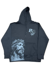 BLUE STRIPS GREY JESUS/VIRGIN MARY BLACK HOODIE (SDL)