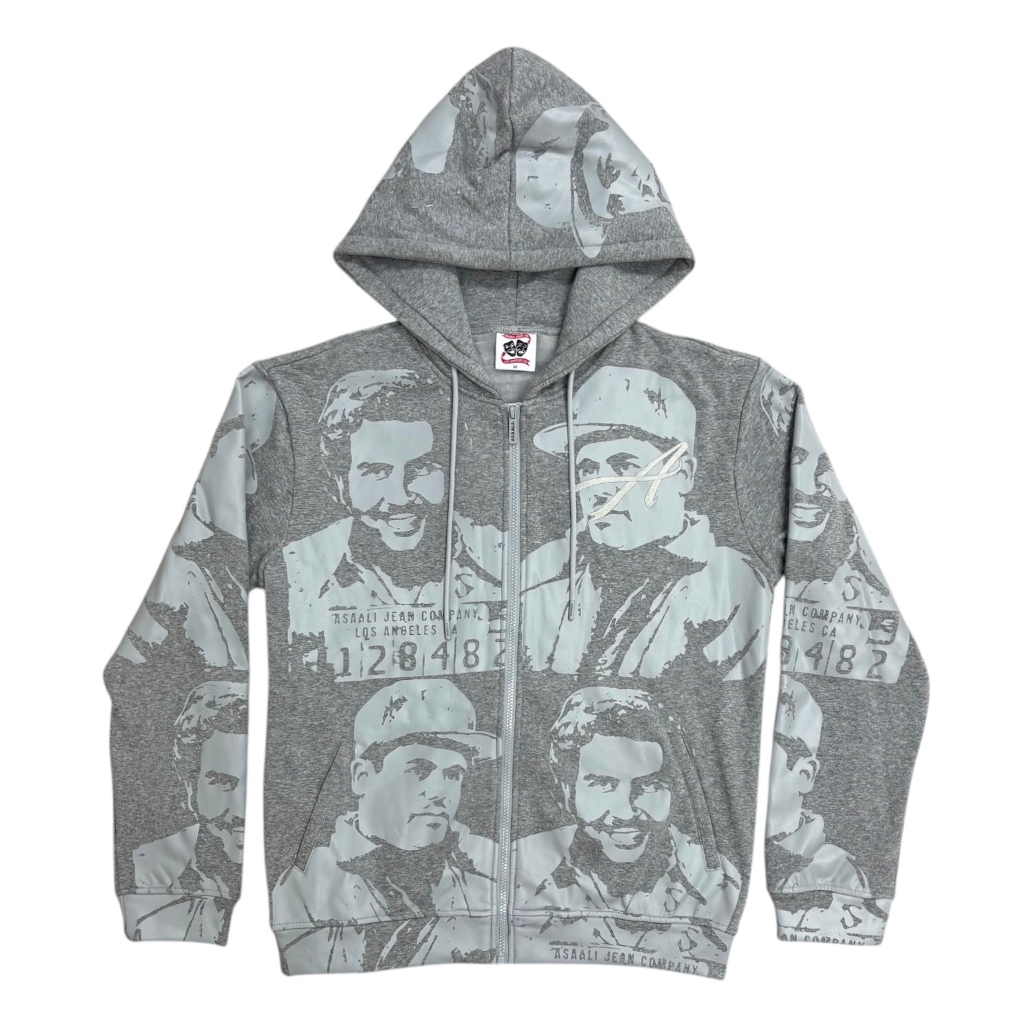 ASAALI Grey Monochrome Cartel Hoodie in minimalist grey design for versatile streetwear style