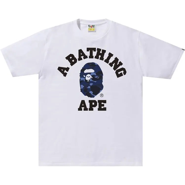 A BATHING APE NAVY BLUE COLLEGE T-SHIRT