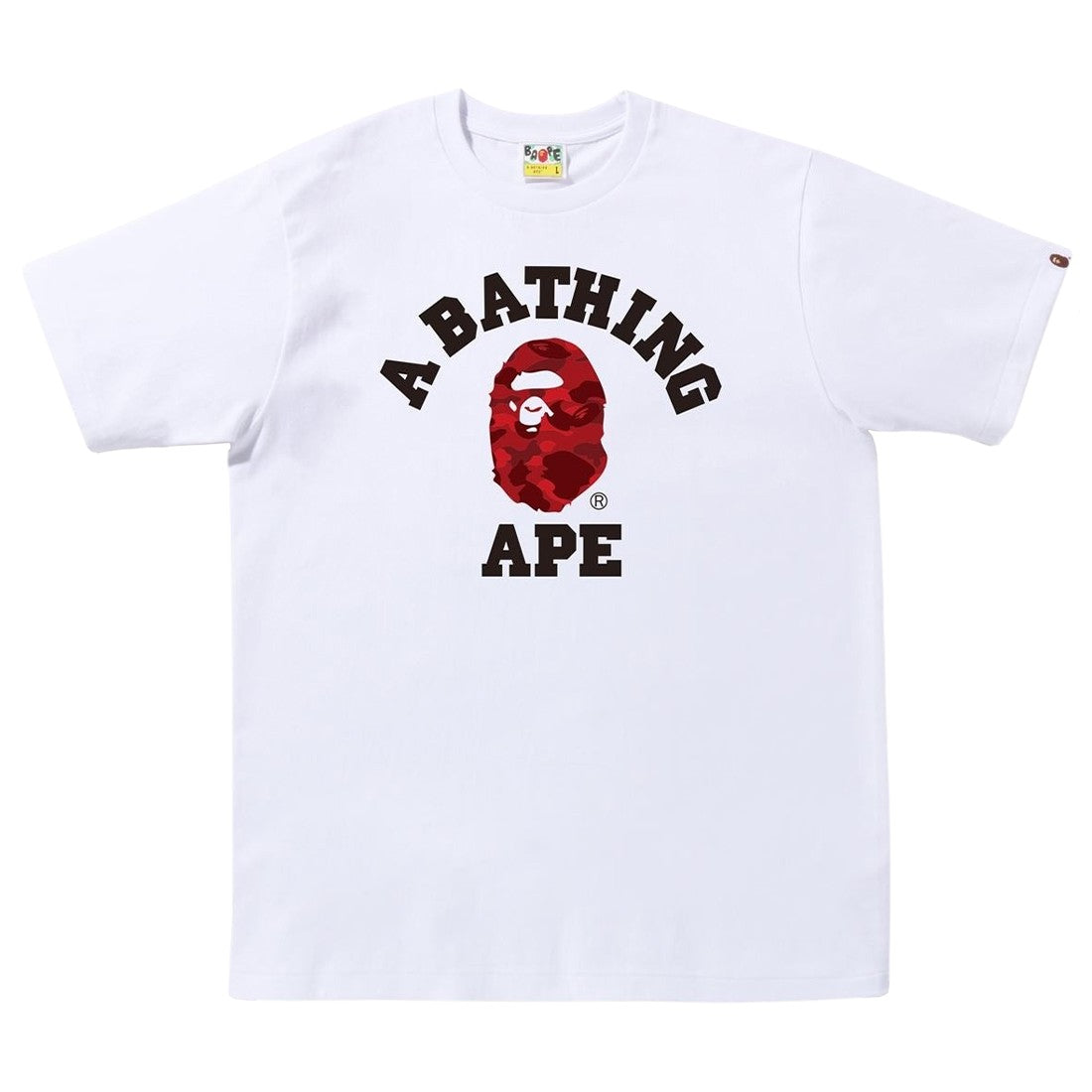 BAPE ABC CAMO COLLEGE T SHIRT "RED"