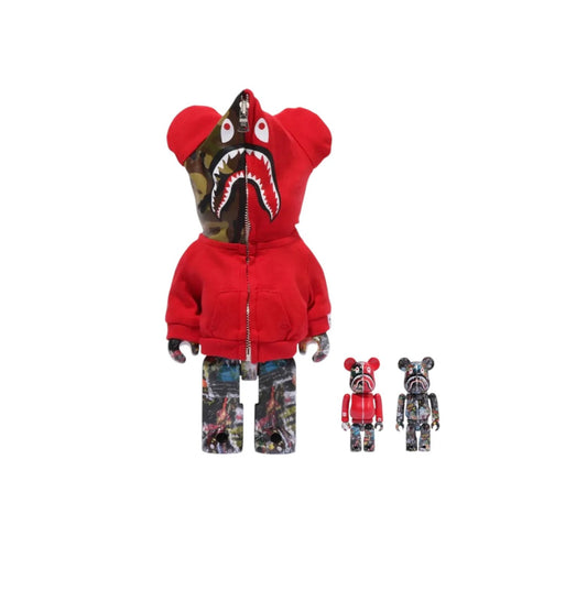 BEARBRICK BAPE LEGACY CAMO SHARK 400% & 100% 'RED'