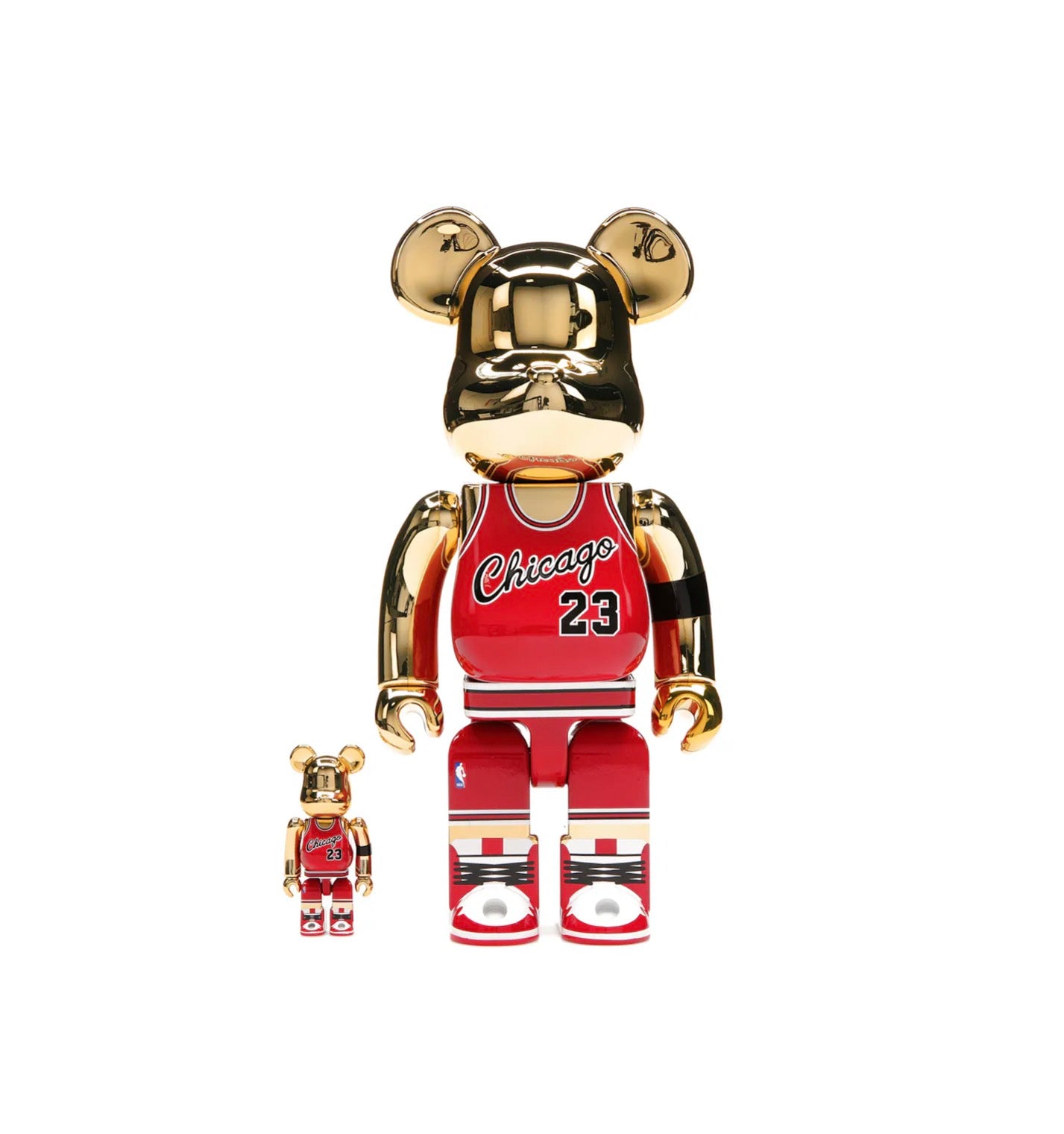 BEARBRICK MICHEAL JORDAN 1985 ROOKIE JERSEY 400% 'GOLD CHROME'
