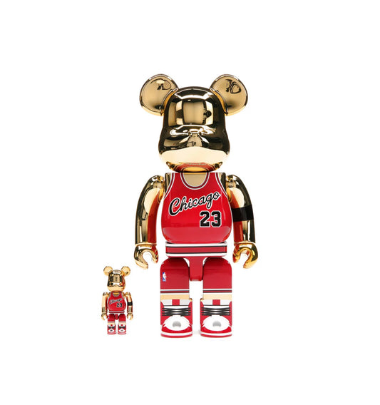 BEARBRICK MICHEAL JORDAN 1985 ROOKIE JERSEY 400% 'GOLD CHROME'