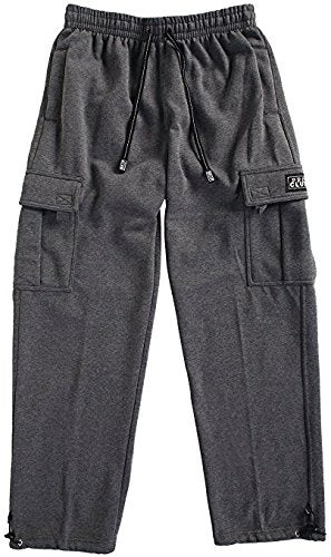 Pro Club Men's Heavyweight Fleece Cargo Pants Charcoal (Dark Grey)