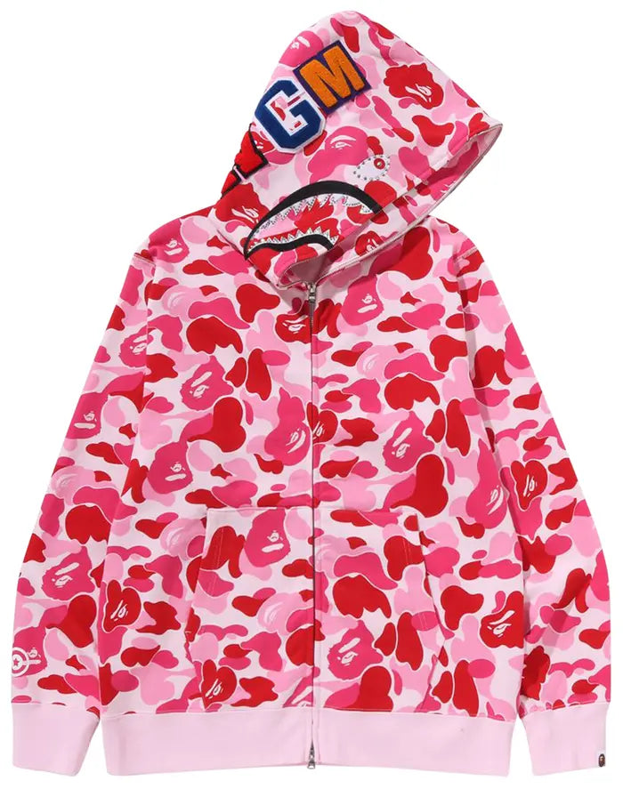 BAPE ABC CAMO CRYSTAL STONE SHARK FACE FULL ZIP 'PINK'