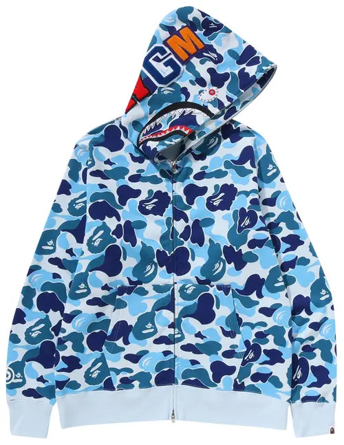 BAPE ABC CAMO CRYSTAL STONE SHARK FULL ZIP HOODIE 'BLUE'