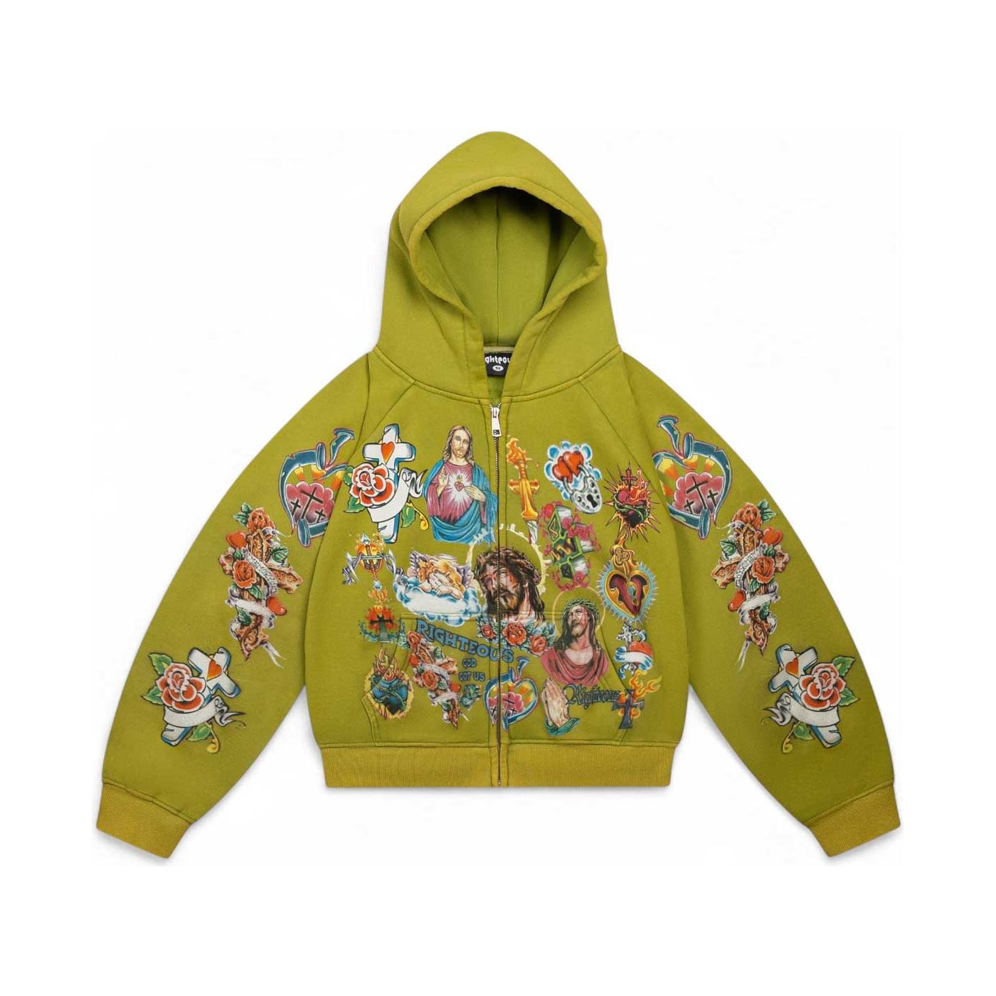 RIGHTEOUS RISEN KING CROPPED ZIP-UP GREEN