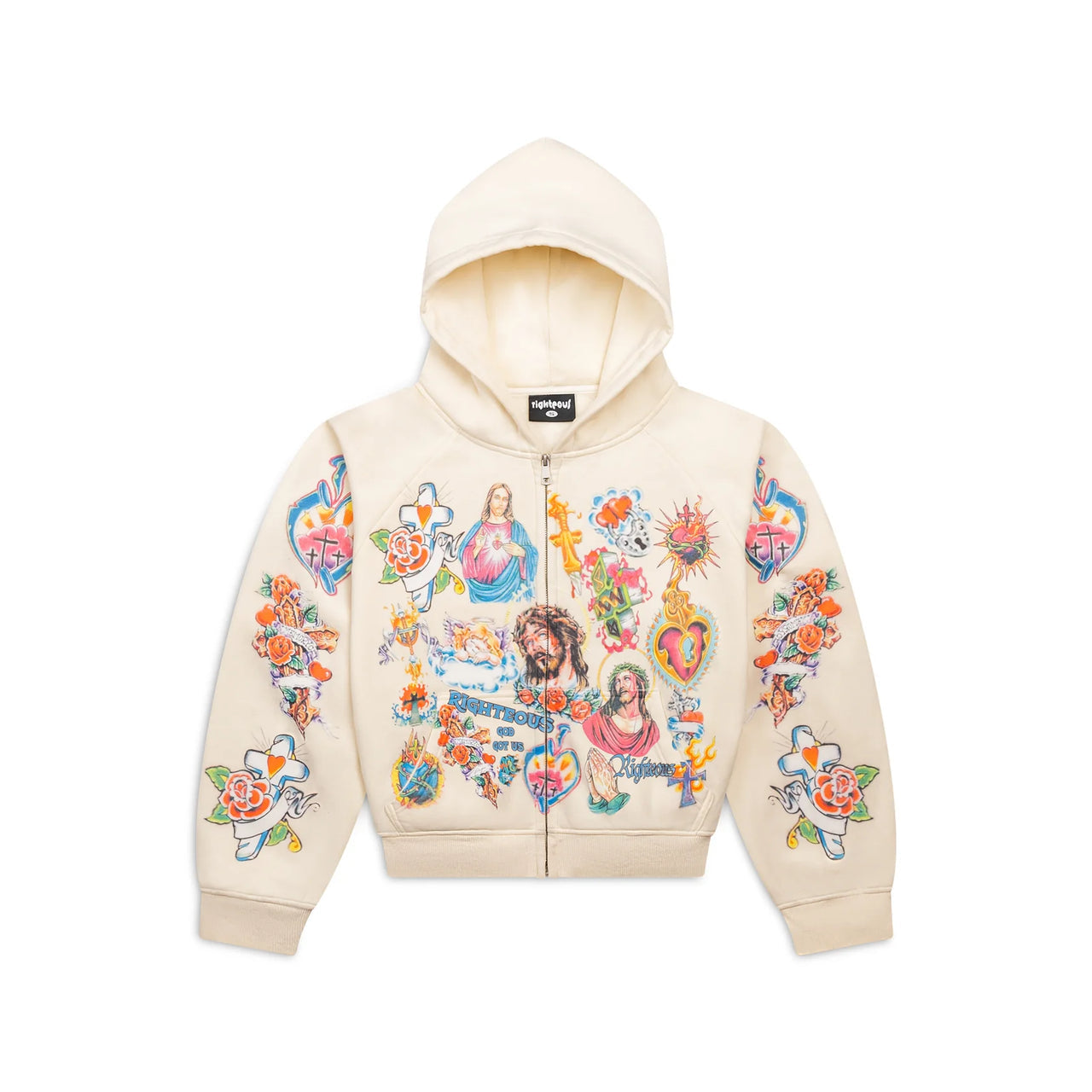RIGHTEOUS RISEN KING CROPPED ZIP-UP CREAM