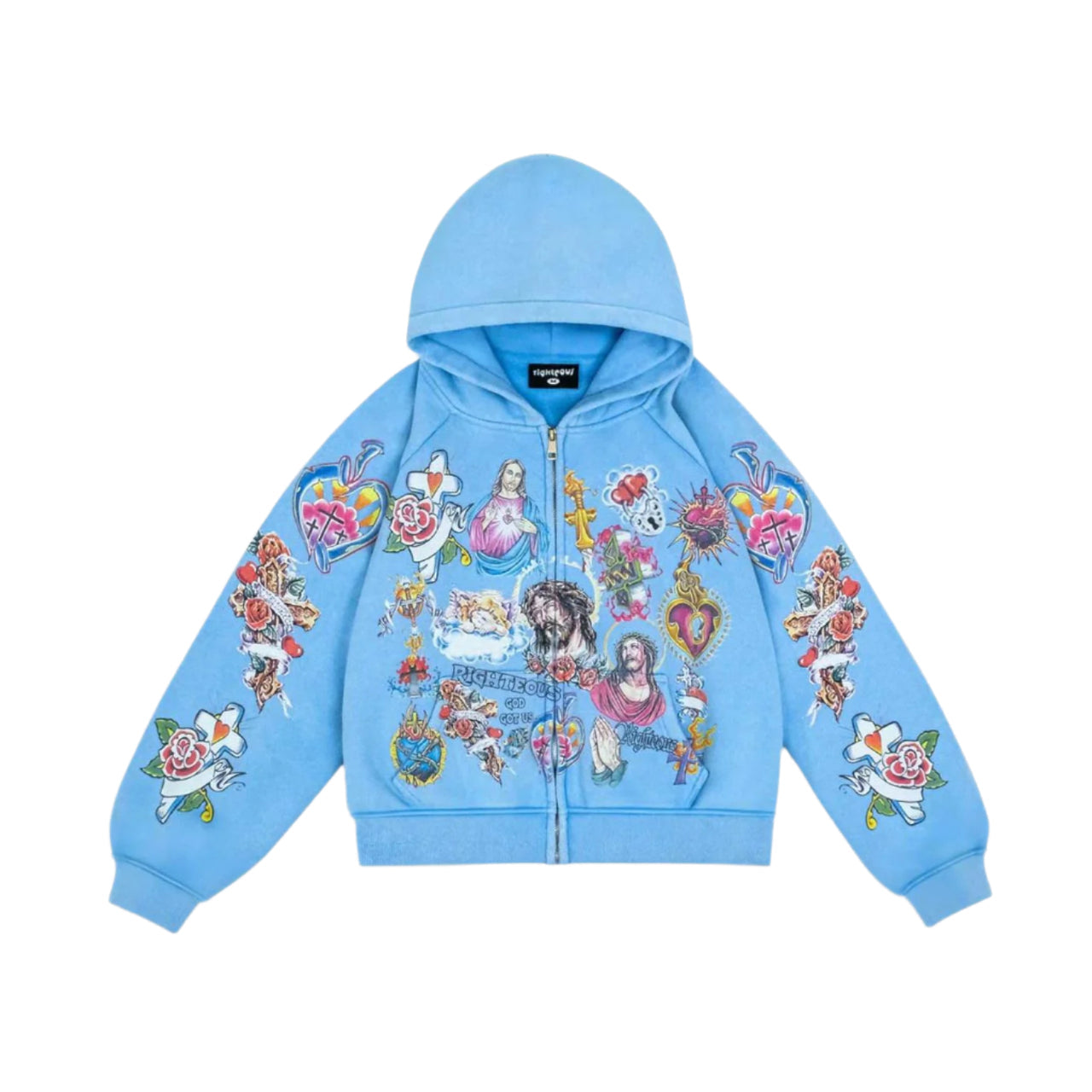 RIGHTEOUS RISEN KING CROPPED ZIP-UP BLUE