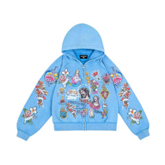 RIGHTEOUS RISEN KING CROPPED ZIP-UP BLUE