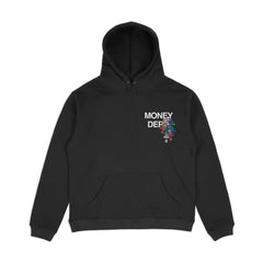 MONEY DEPT COLORFUL CROSS BLACK HOODIE