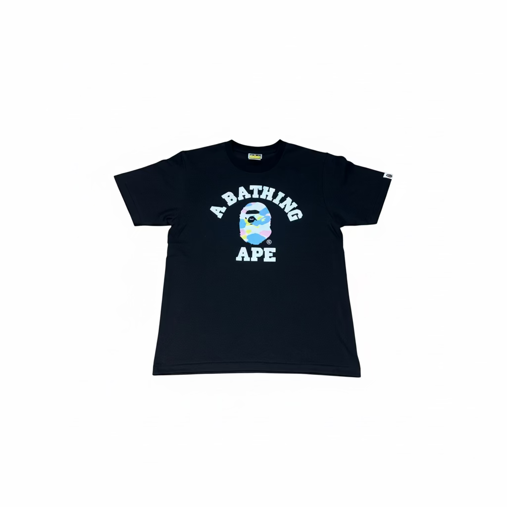 BAPE ABC CAMO MULTICOLOR COLLEGE BLACK T-SHIRT