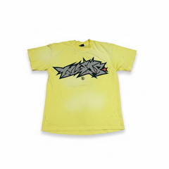 HELLSTAR CRACK PRINT YELLOW T-SHIRT