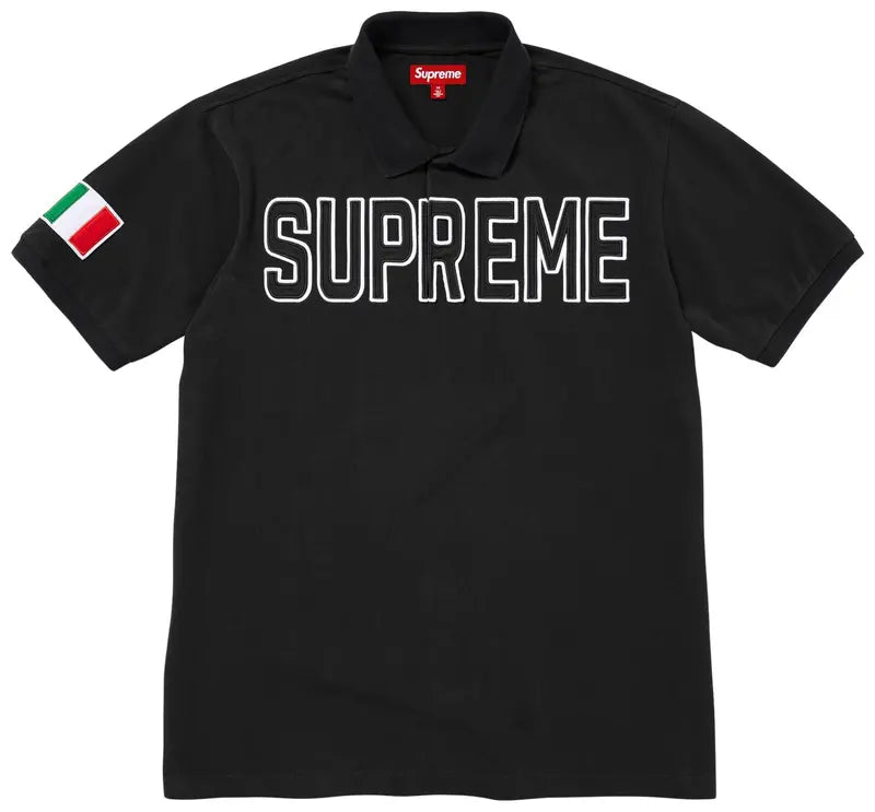 SUPREME TWILL APPLIQUE POLO 'BLACK'