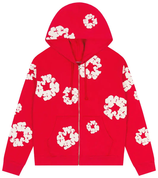 DENIM TEARS COTTON WREATH ZIP UP RED