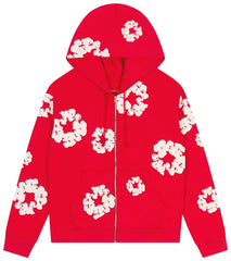 DENIM TEARS COTTON WREATH ZIP UP RED