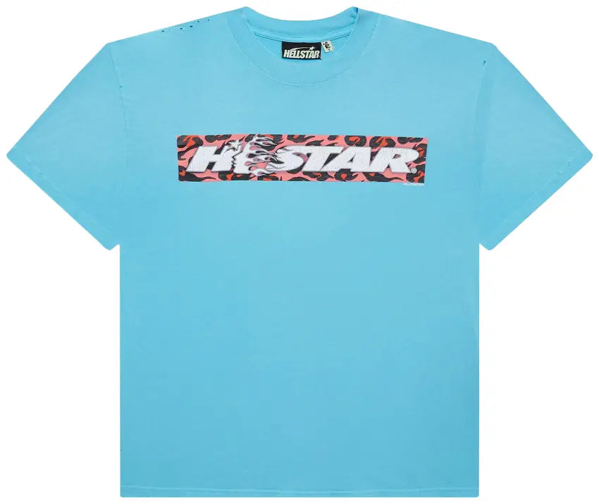 HELLSTAR light blue box logo T-shirt with minimalist streetwear design