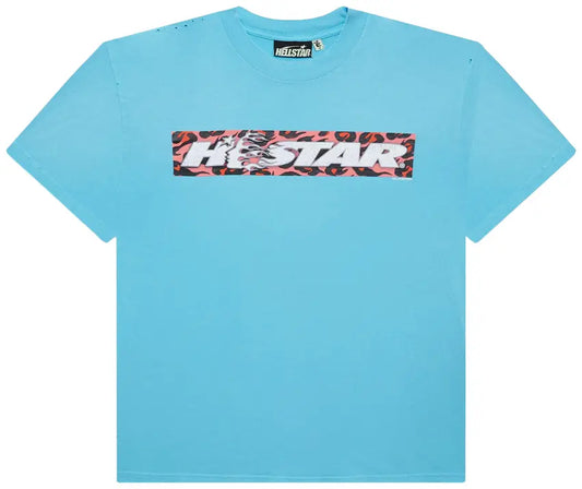 HELLSTAR light blue box logo T-shirt with minimalist streetwear design