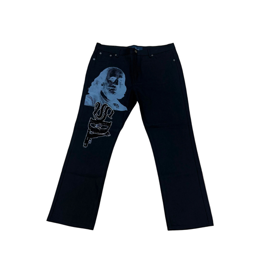 SKYS DA LIMIT BLACK GREY RHINESTONE JEANS