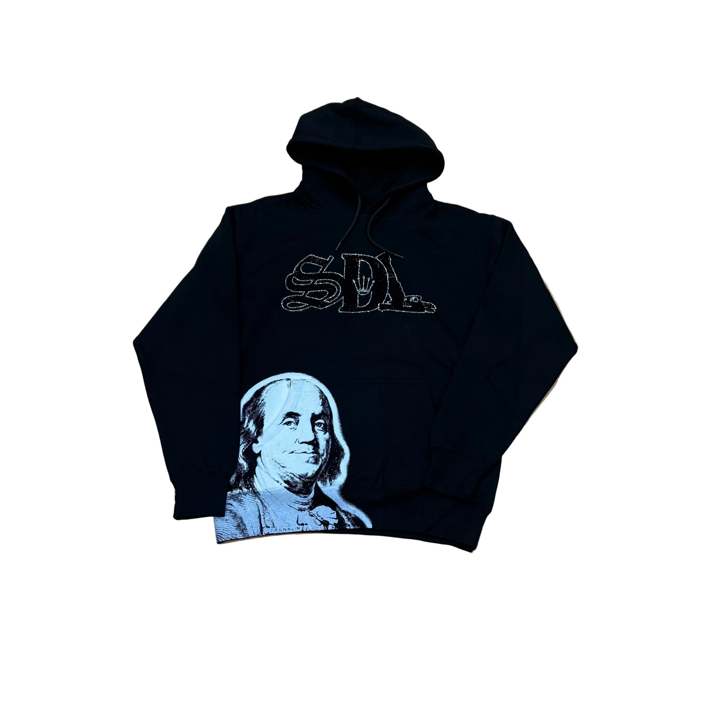 SKYS DA LIMIT BLACK WHITE RHINESTONE CHAPO HOODIE