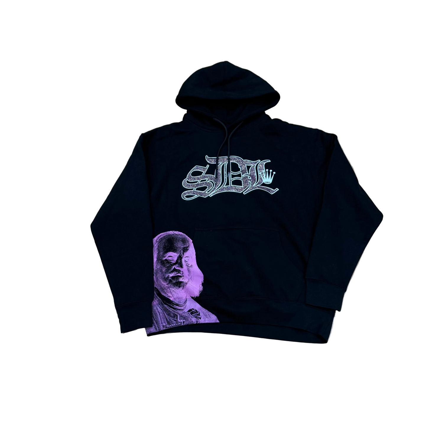 SKYS DA LIMIT PINK VIRGIN MARY RHINESTONE HOODIE