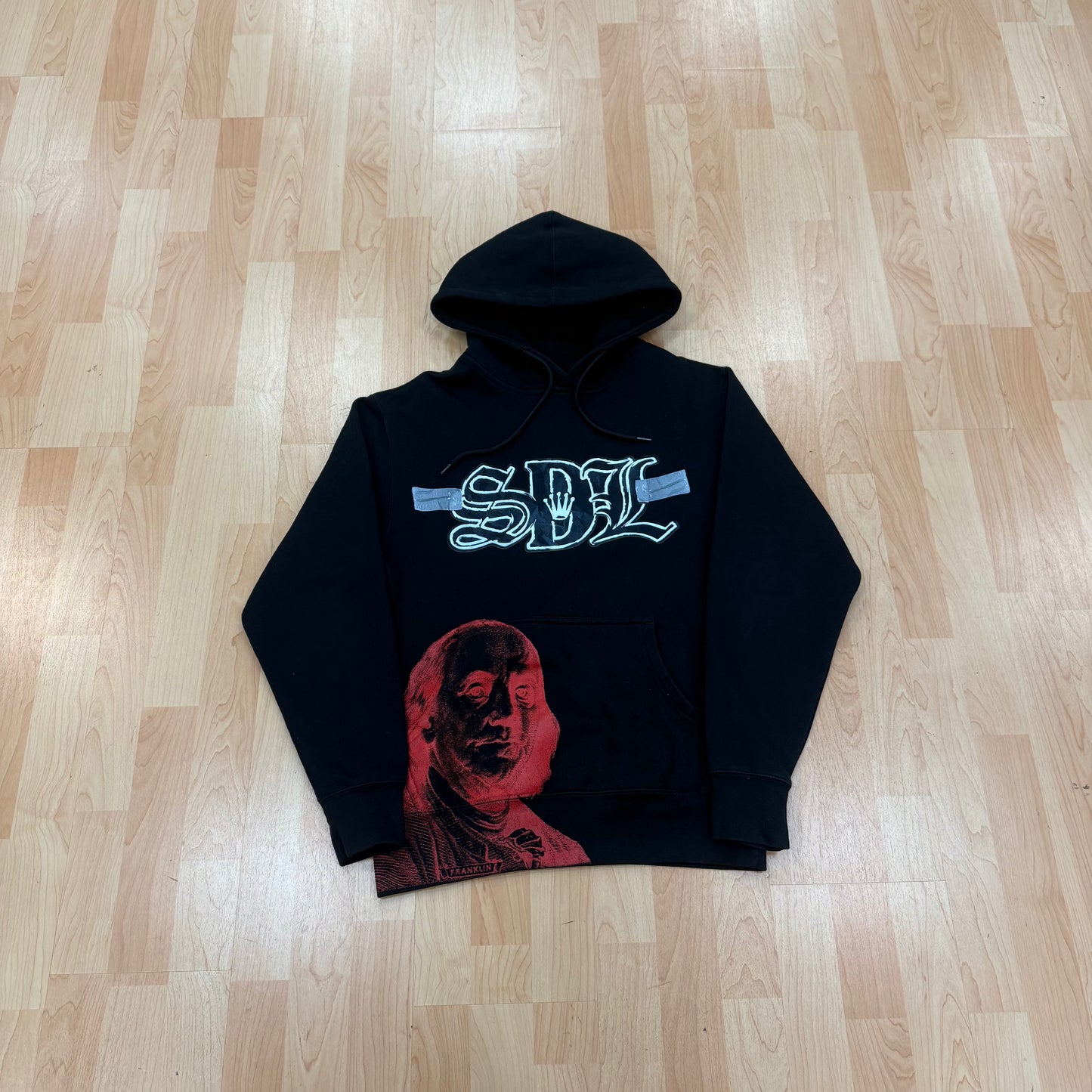 SKYS DA LIMIT BLACK RED VIRGIN MARY TAPE HOODIE (PRE-OWNED)