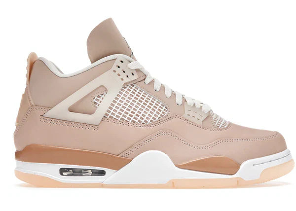 Women’s JORDAN 4 RETRO SHIMMER sneaker in beige with reflective shimmer accents