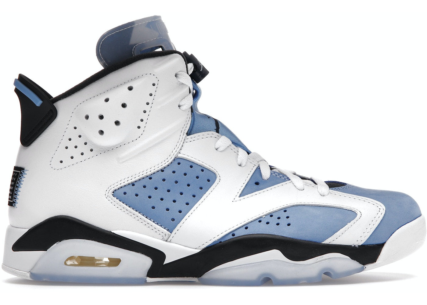 JORDAN 6 RETRO sneaker in UNC white and blue colorway side view