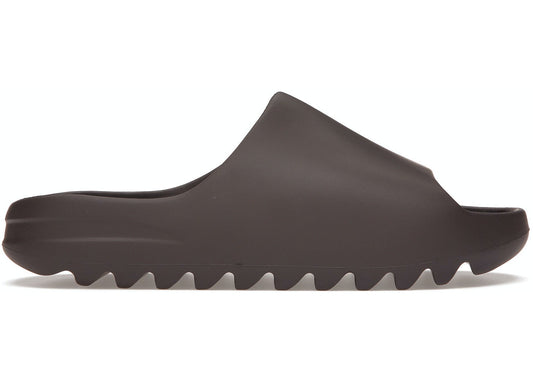 YEEZY SLIDE in soot color side view with ridged sole